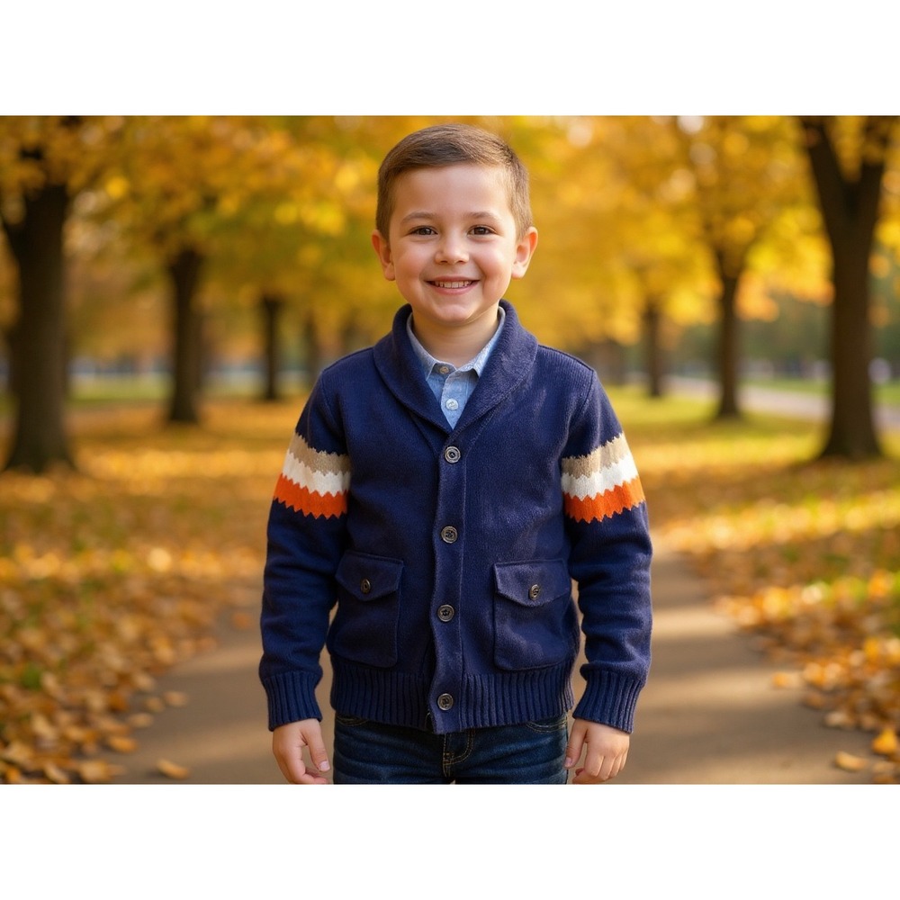 Gymboree Boys Navy Shawl Collar Cardigan Sweater Stripe
Sz M 7 8 Casual cottage